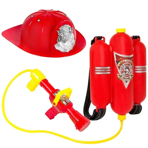 Firefighter Play Set w/ Backpack Water Blaster and Helmet - Appears New   - Lot 1177