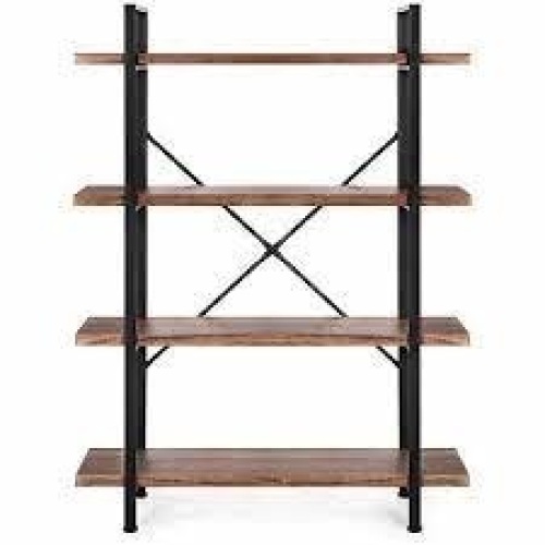 4-Shelf Industrial Open Bookshelf w/ Wood Shelves, Metal Frame - Appears New  - Lot 754