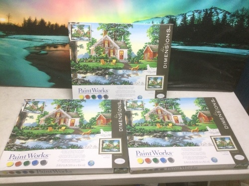 Lot of (3) PaintWorks Paint By Numbers Kits - New  - Lot 926