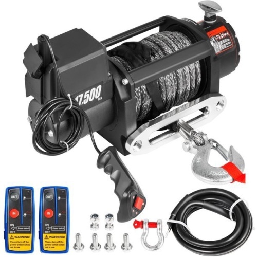 VEVOR Electric Winch 17500lb Load Capacity 98.5ft Synthetic Rope 12V with Wireless Remote Control - Appears New - Lot 58