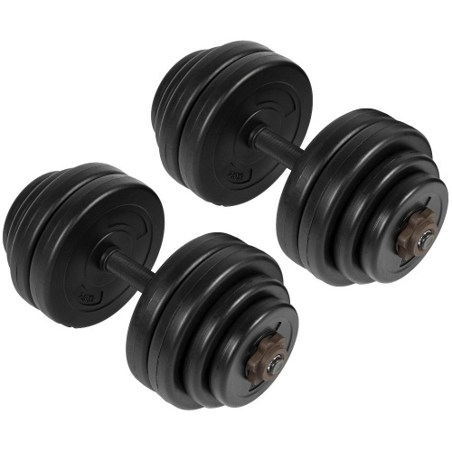 64lb Set of 2 Adjustable Weight Dumbbells w/ Barbell Plates - Appears New  - Lot 785