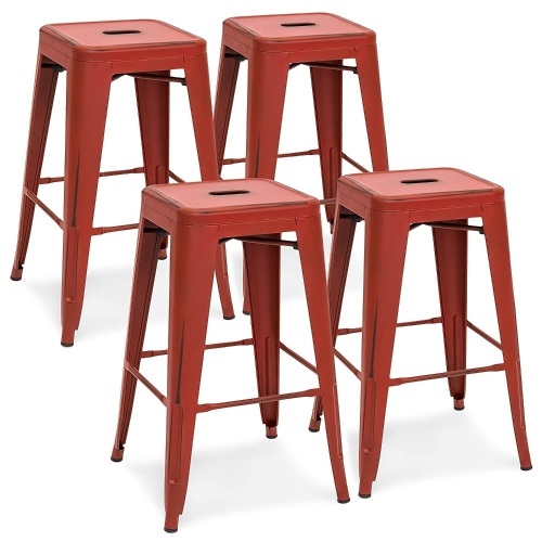 24in Metal Industrial Distressed Bar Counter Stools, Set of 4 - Appears New  - Lot 795