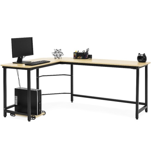 Modern L-Shaped Corner Computer Desk w/ CPU Stand - Appears New   - Lot 310