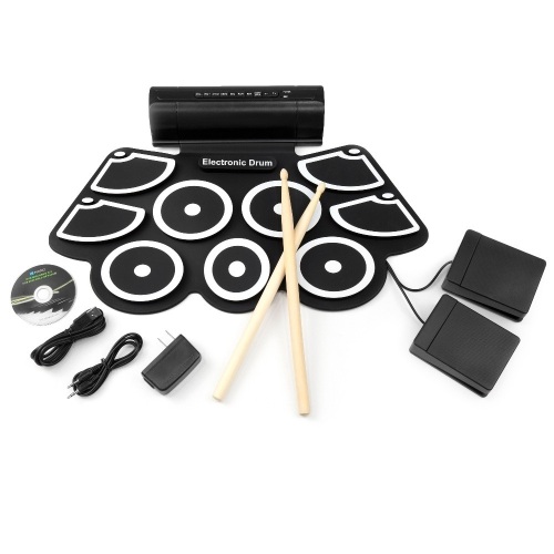 Electronic MIDI Drum Pad w/ Built-In Speakers, 2 Effect Pedals, Drumsticks - Appears New   - Lot 813