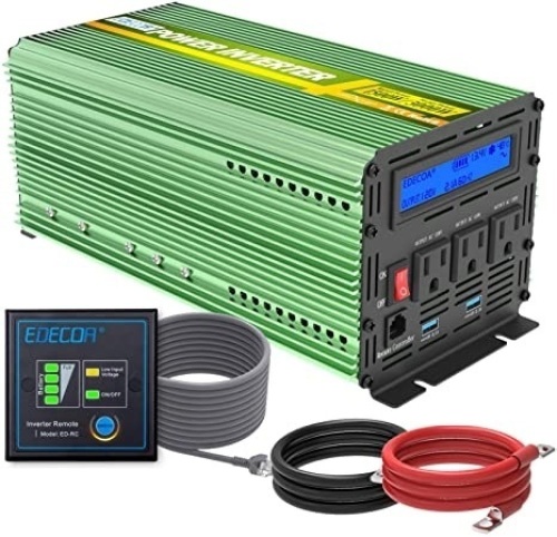 EDECOA 1500W Pure Sine Wave Power Inverter DC 12V to 110V AC with LCD Display and Remote Controller with 4.2A Dual USB Ports - Appears New  - Lot 106