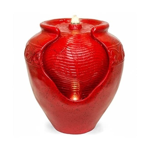 Glazed Jar Fountain for Indoor and Outdoor w/LED Light - Appears New  - Lot 626