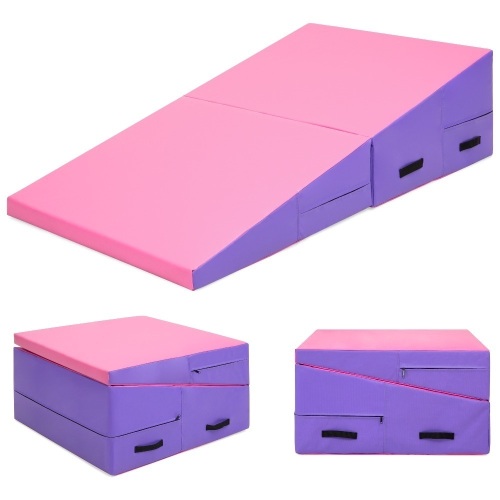 Folding 2-Panel Cheese Wedge Tumbling Mat w/ Handles 60x30x14in - Appears New - Lot 341