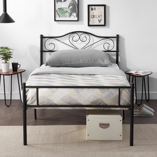 VECELO Contemporary Metal Storage Platform Bed Frame, Twin - New  - Lot 439