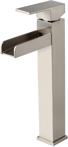 Homary Modern Brushed Nickel Single Handle Waterfall Faucet with Pop Up Drain for Vessel Sink - New - Lot 619