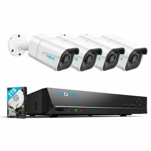 Reolink 4K Ultra HD 8CH POE Security Camera System, 4 x Wired 8MP Outdoor PoE IP Cameras, 8MP 8-Channel NVR with 2TB HDD Video Surveillance System for 24/7 Recording RLK8-800B4 - New  - Lot 35