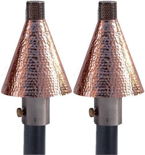 Big Kahuna Hammered Copper Cone Permanent Mount Gas Tiki Torch, 2 Pack - Appears New - Lot 57