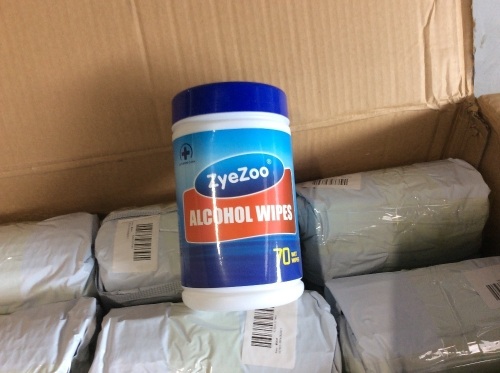 Lot of (45) ZyeZoo Alcohol Wipes, 70 Wet Wipes - New - Lot 796