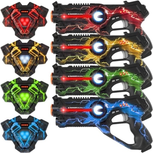 Set of 4 Infrared Laser Tag Guns and Vests for Kids & Adults - Lot 8828