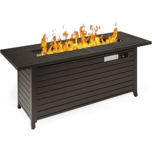 50,000 BTU Rectangular Propane Gas Fire Pit Table w/ Storage, Cover - 57in - Lot 9066