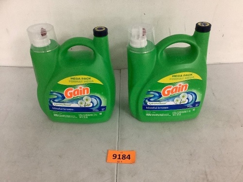 2 Containers of Gain Detergent - Lot 9184