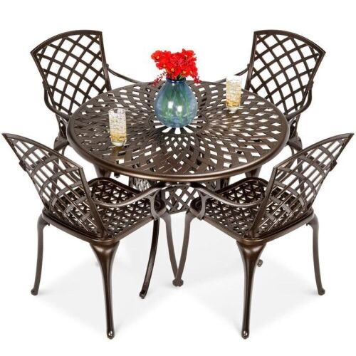 5-Piece All-Weather Cast Aluminum Patio Dining Set w/ 4 Chairs  - Lot 60