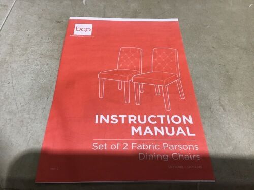 Set of 2 Fabric Parsons Dining Chairs, Beige - Stock Pic Wrong Color - Lot 208