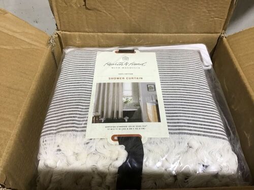 Case of (6) Hearth & Hand Magnolia Gray Stripe Shower Curtain - Lot 489