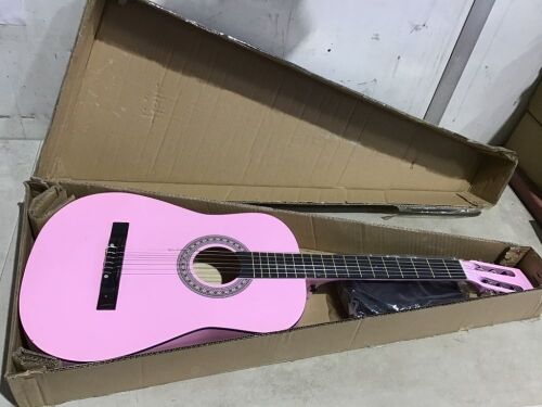 Beginner Acoustic Guitar Set w/ Case, Strap, Digital Tuner, Strings, 38in - Needs New Strings - Lot 530