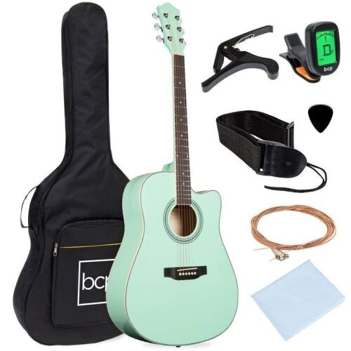 Full Size Beginner Acoustic Guitar Set with Case, Strap, Capo - 41in  - Lot 717