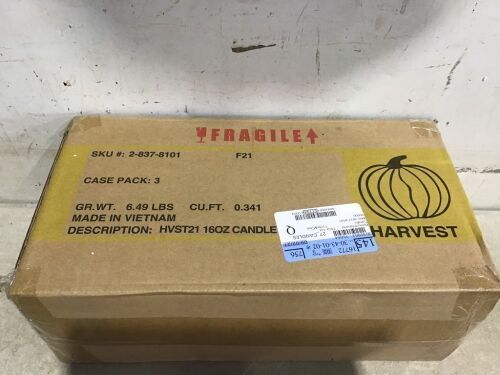 Case of (3) 16oz Maple & Chai Scented Candles  - Lot 826