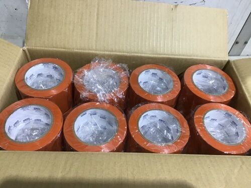 Case of (16) Uline Industrial Vinyl Safety Tape - 3" x 36 yds, Orange - Lot 730