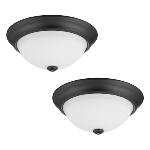 Project Source 2-Pack 2-Light 13-in Bronze Flush Mount Light - Lot 328