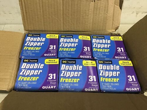 Case of (6) Double Zipper Freezer Quart Bags, 31 ct  - Lot 491