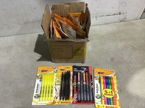 Lot of Bic Pens, Hilighters, & Markers - Packaging is Mousey - Lot 803