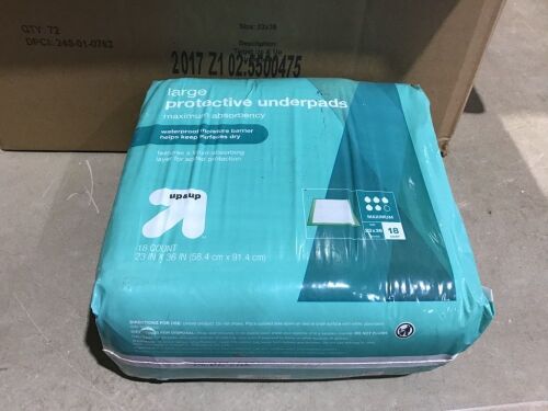 Case of (4) Protective Bed Underpads, Maximum Absorbency, Large/Extra Large, 18 ct - Lot 580