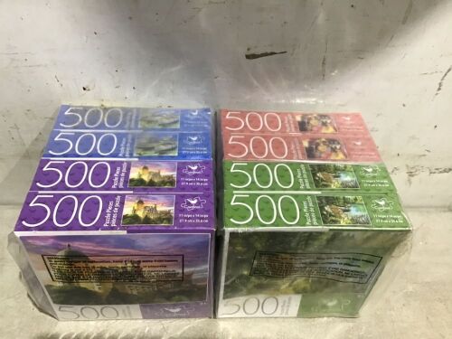 Lot of (8) Assorted 500 pc Puzzles - Lot 888