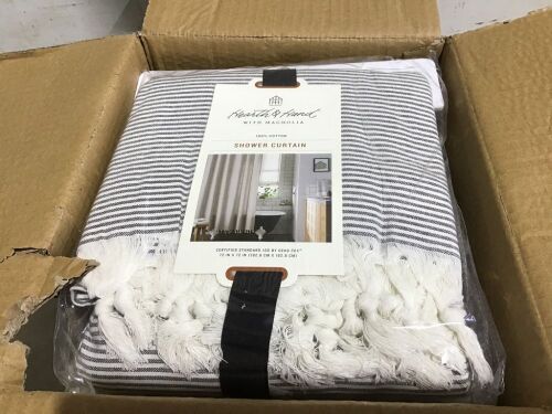 Case of (6) Hearth & Hand Magnolia Gray Stripe Shower Curtain - Lot 421
