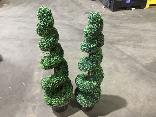 Lot of (2) Artificial Green Boxwood Spiral Tree - Lot 277