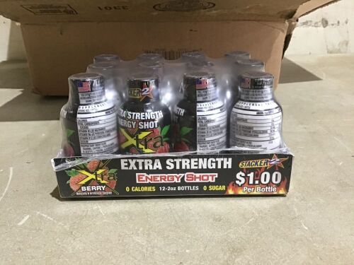 Case of (48) Stacker 2 Extra Strength Energy Shot Xtra Berry, 2 oz  - Lot 428