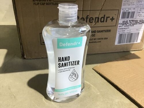 Case of (24) Defendr+ Hand Sanitizer 16oz Flip Cap Bottle - Lot 478