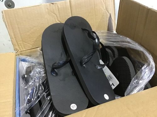Case of Black Flip Flops - Multiple Sizes  - Lot 501