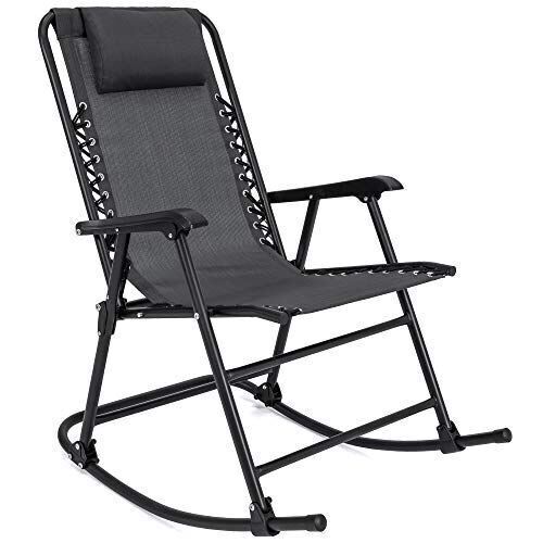 Foldable Zero Gravity Rocking Mesh Patio Lounge Chair w/Headrest Pillow  - Lot 1150