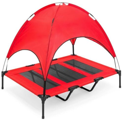 Elevated Cooling Dog Bed, Outdoor Pet Cot w/ Canopy, Carry Bag - 48in  - Lot 777
