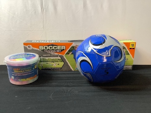 Bundle of Soccer Ball, Training Net, and Sidewalk Chalk - Lot 267