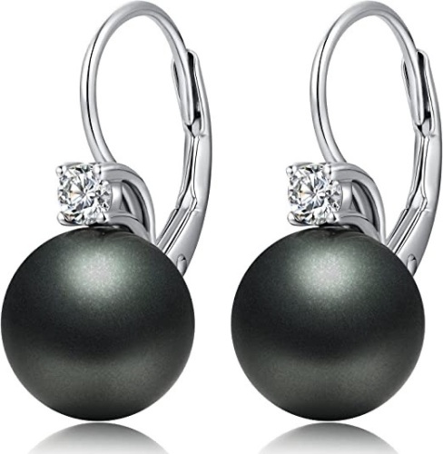 Iridescent Black Pearl Earrings - Lot 346