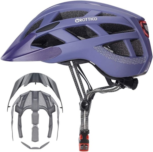 Adult Bike Helmet with Light, Replacement Pads & Detachable Visor, Large - Lot 409