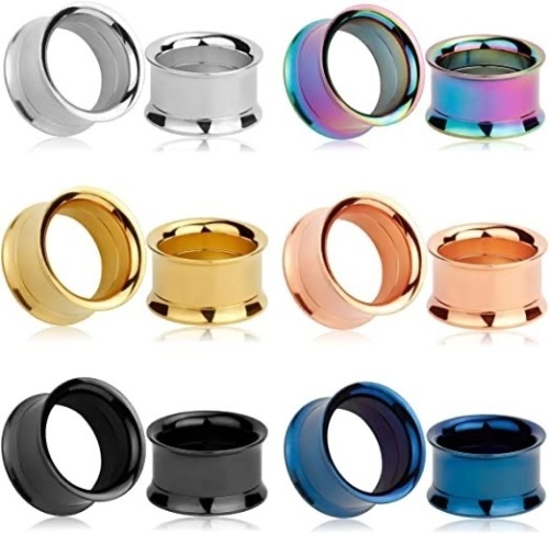 Set of (12), 6 Pairs, Stainless Steel Ear Plugs, 18mm | 11/16" - Lot 405