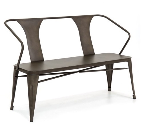 2-Person Indoor Outdoor Industrial Vintage Metal Bench - Lot 100