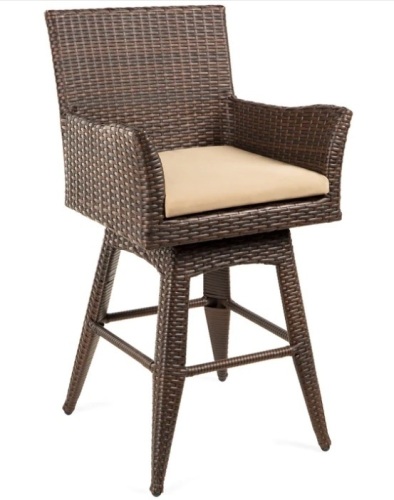 All-Weather Wicker Counter-Height Swivel Bar Stool w/ Cushion - Lot 66