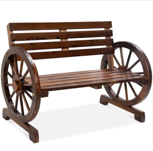2-Person Rustic Wooden Wagon Wheel Bench - Lot 141