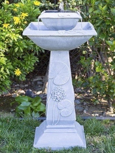 2-Tier Solar Bird Bath Fountain with LED Lights - Lot 174