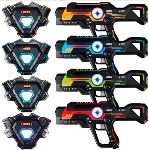 Set of 4 Infrared Laser Tag Guns & Vests w/ 4 Team Colors - Lot 302