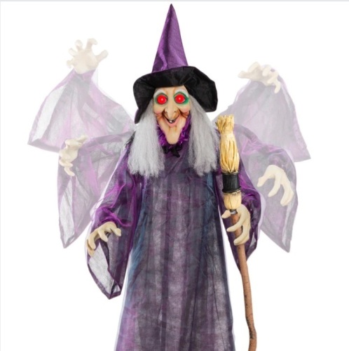 Wicked Wanda Standing Animatronic Witch with Sounds, LED Eyes - 5ft - Lot 382
