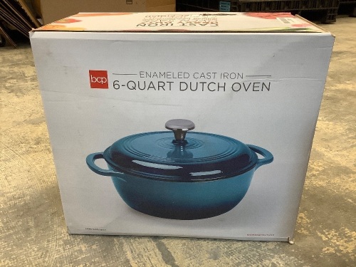 6qt Non-Stick Enamel Cast-Iron Dutch Oven w/ Side Handles - Lot 147