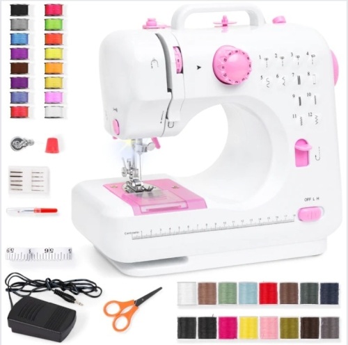 6V Portable Foot Pedal Sewing Machine w/ 12 Stitch Patterns - Lot 327